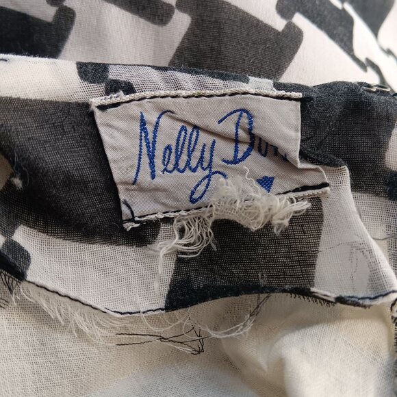 12 Vintage 1960's Geometric Sleeveless Dress Bow Collar Mod Garage Scooter Girl - Picture 9 of 11